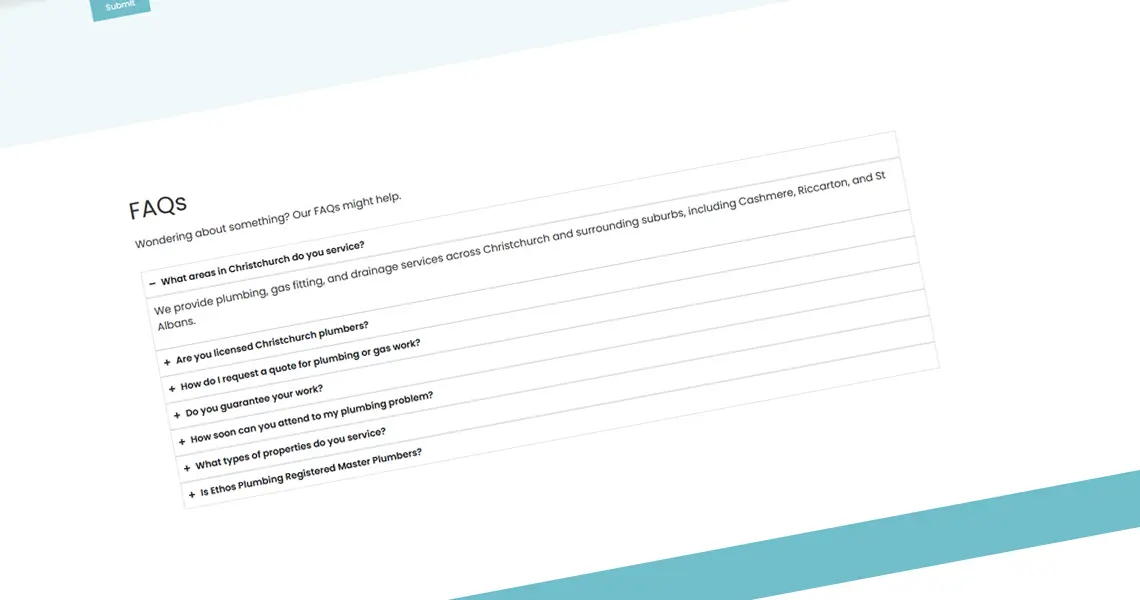 Example of FAQs properly implemented onto a website