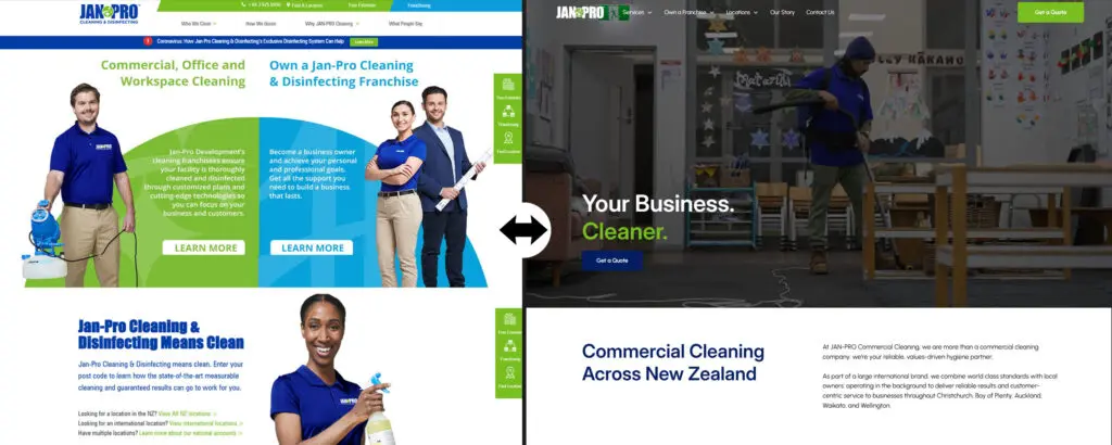 Case Study - JAN-PRO New Zealand - Webflow website rebuild