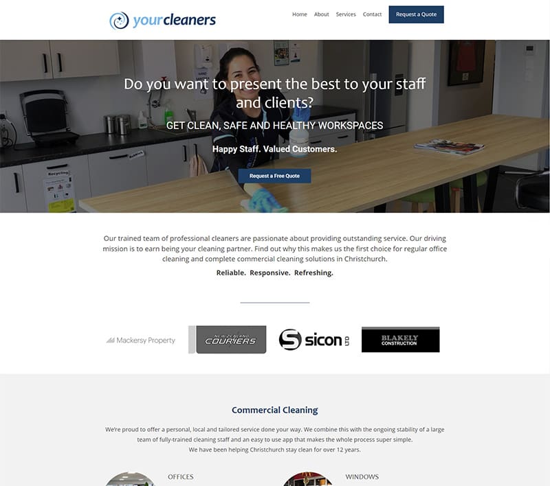Your Cleaners website created by Kiwi Web Works